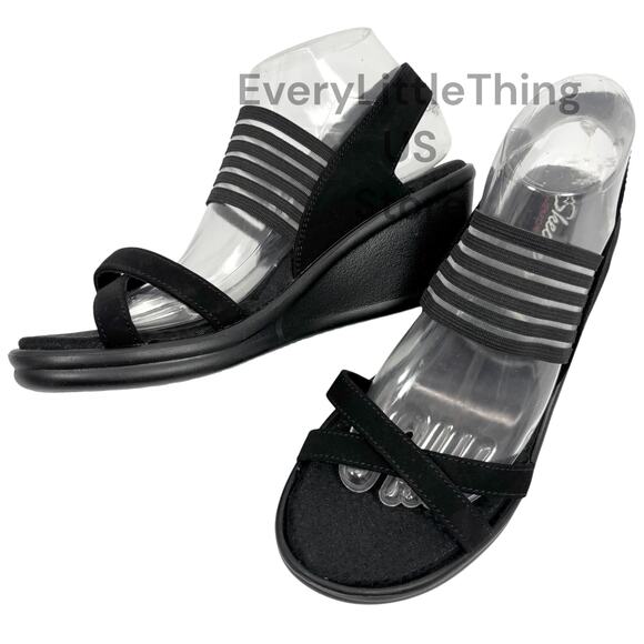 Skechers Rumblers Solar Burst Wedge Sandals 9.5 Memory Foam Slingback Mesh Heel - Picture 1 of 9
